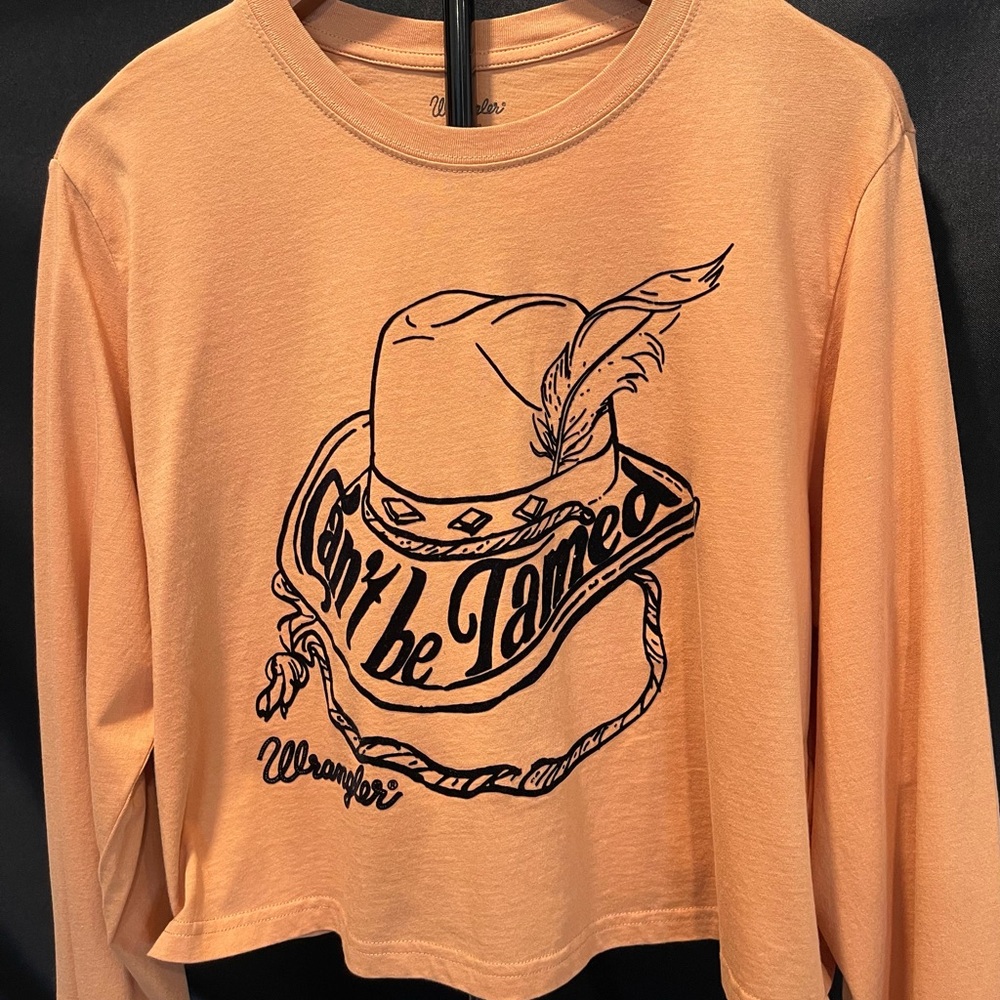 Wrangler “Can’t Be Tamed” Graphic Long Sleeve Cotton T-Shirt